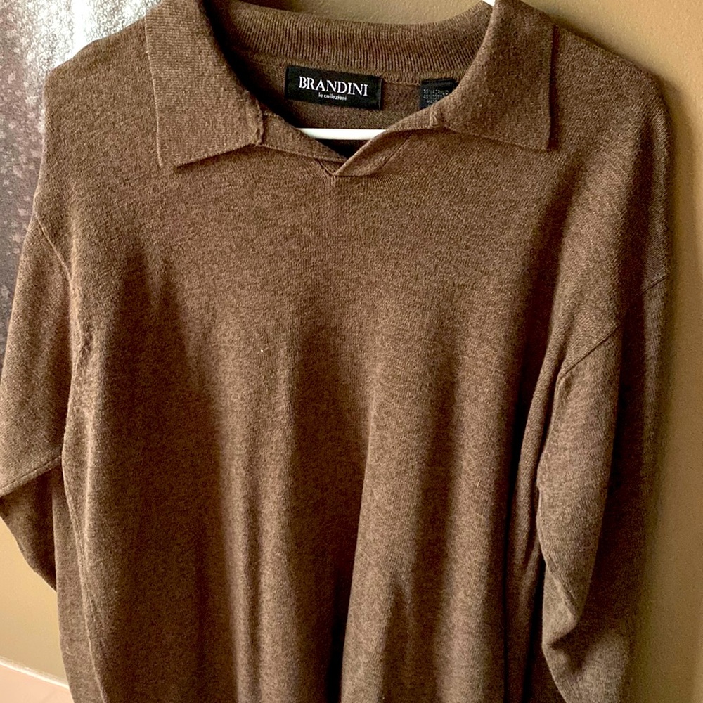Mens long sleeve brown sweater